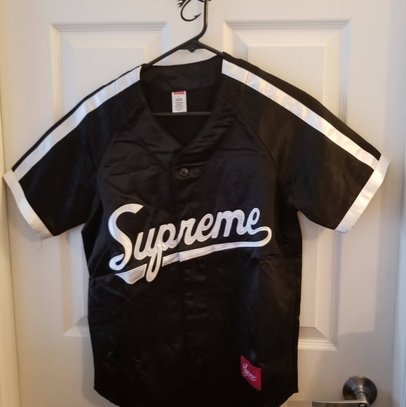 supreme baseball jersey satin black